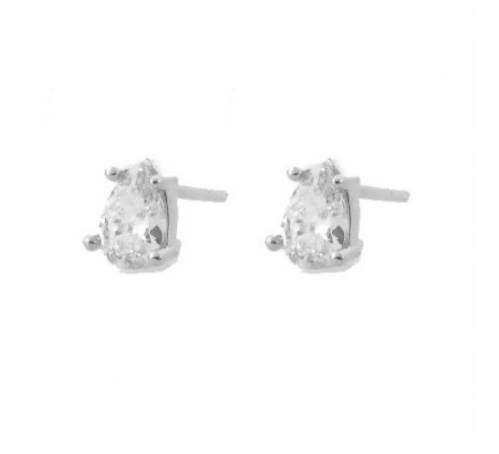 Brinco segundo furo gota zirconia cristal, prata. 351644