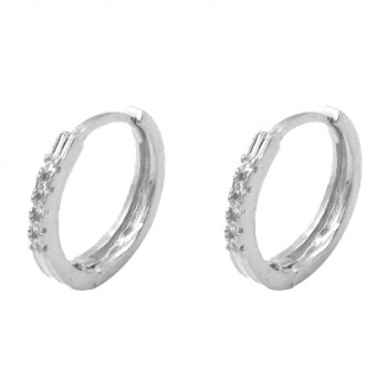 Brinco argola media fina zirconia branca. 18mm, prata. 351652 Brinco argola media fina zirconia branca. 18mm, prata. 351652
