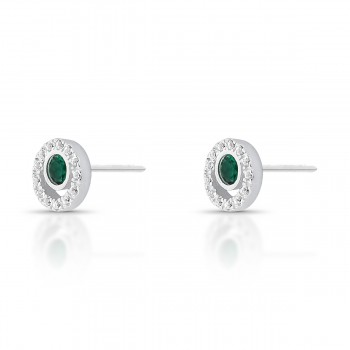 Brinco circulo vazado zirconia cristal com zirconia maior verde no centro. 8mm, prata. 351666 Brinco circulo vazado zirconia cristal com zirconia maior verde no centro. 8mm, prata. 351666