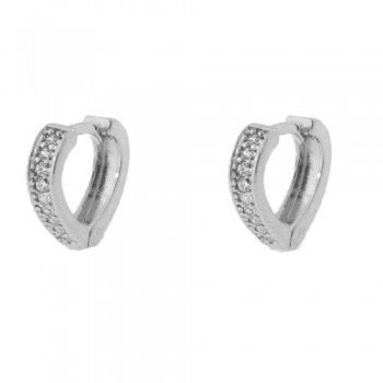 Brinco argola media coracao zirconia critsal lisa atras. 12mm, prata. 351704