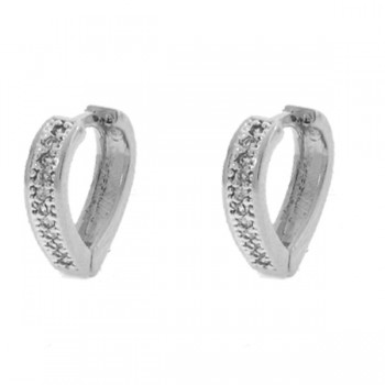 Brinco argola grande coracao zirconia cristal lisa atras. 14.5mm, prata. 351705