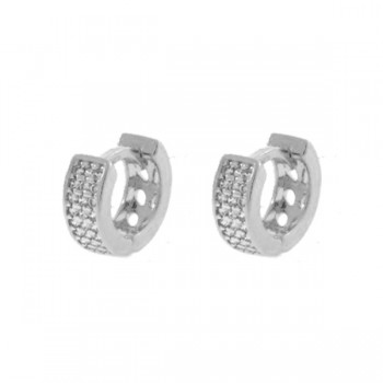 Brinco argola pequena zirconia cristal vazada atras. 12mm, prata. 351709
