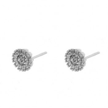 Brinco pave pequeno zirconia cristal. 6.5mm, prata. 351716