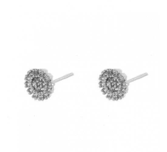 Brinco pave pequeno zirconia cristal. 6.5mm, prata. 351716