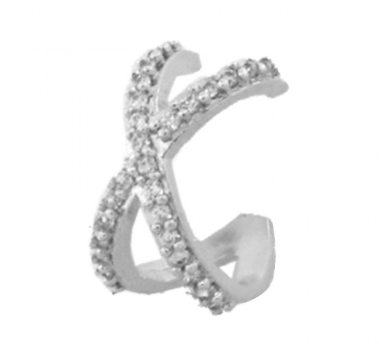 Brinco coch em x zirconia cristal, prata. 351721