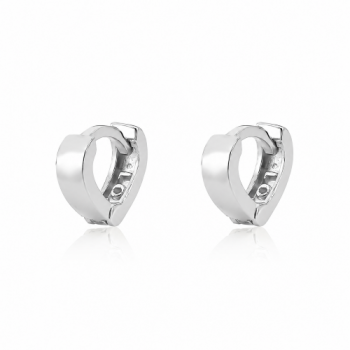 Brinco argola lisa pequena coracao. 9mm, prata. 351734P