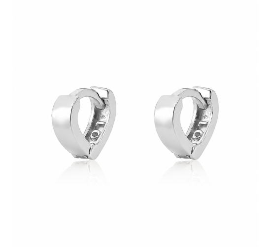 Brinco argola lisa pequena coracao. 9mm, prata. 351734P