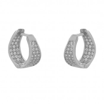 Brinco argola pequena com movimento zirconia branca dentro e fora. 14.5x5mm, prata. 3517370