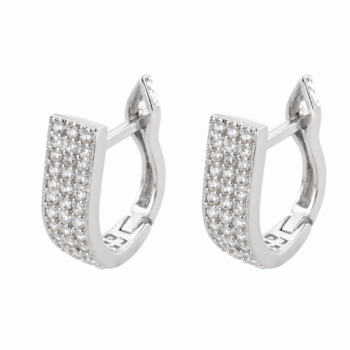 Brinco argola menor oval zirconia branca. 15x5mm, prata. 3517400 Brinco argola menor oval zirconia branca. 15x5mm, prata. 3517400