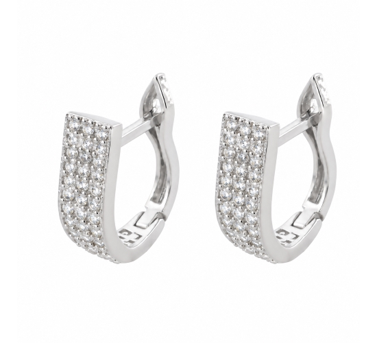 Brinco argola menor oval zirconia branca. 15x5mm, prata. 3517400