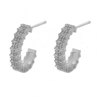 Brinco meia argola media zirconia branca. 13x3mm, prata. 3517420