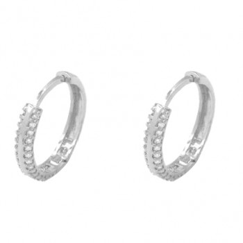 Brinco argola maior zirconia branca filete no meio. 16mm, prata. 3517460G