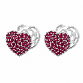 Brinco argola maior de coração zirconia vermelha, vazado atras. 12x12mm, prata. 3519779
