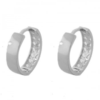 Brinco argola maior lisa, vazado atras. 16x4mm, prata. 351977G