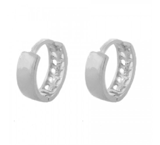 Brinco argola media lisa, vazado atras. 12x4mm, prata. 351977M