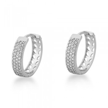 Brinco argola maior zirconia cristal vazado atras. 15.5mm, prata. 3520400G