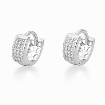 Brinco argola pequena zirconia cristal vazado atras. 10mm, prata. 3520400P Brinco argola pequena zirconia cristal vazado atras. 10mm, prata. 3520400P