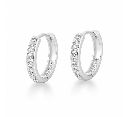 Argola pequena maior zirconia cristal na frente, prata. 3520410G