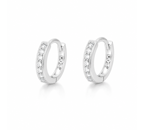 Argola pequena zirconia cristal na frente. 9.5mm, prata. 3520410P