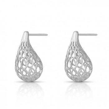 Brinco gota larga toda vazada. 20x10mm, Prata. 352051P