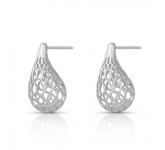 Brinco gota larga toda vazada. 20x10mm, Prata. 352051P