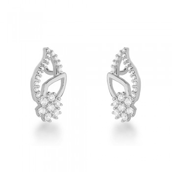 Brinco gota lisa e zirconia cristal. 10x3mm, Prata. 3530241