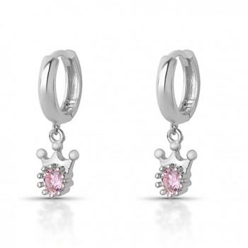 Brinco argola pequena com coroa cristal pendurada. 3535396