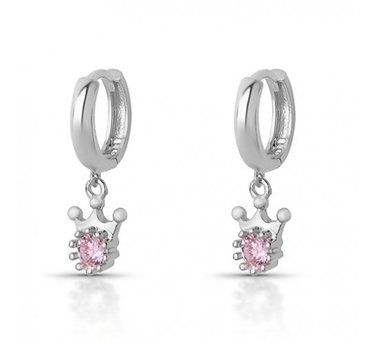 Brinco argola pequena com coroa cristal pendurada. 3535396