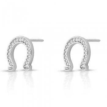 Brinco ferradura zirconia cristal, prata. 3535460