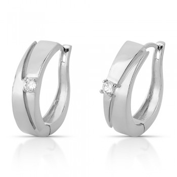 Brinco argola diametri 22mm, lisa com uma zirconia, Prata. 3535480