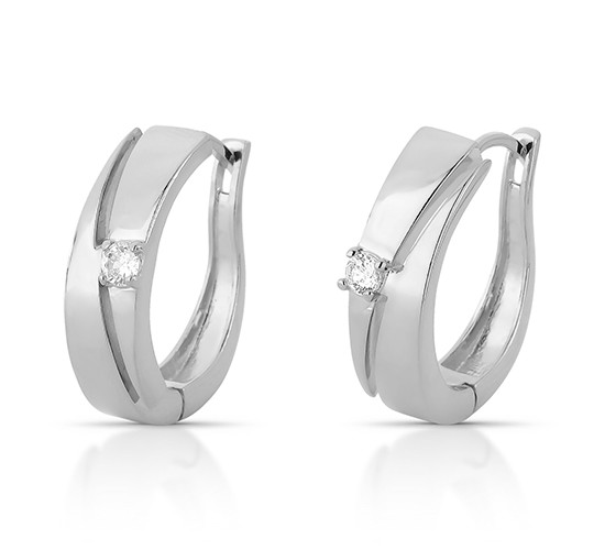 Brinco argola diametri 22mm, lisa com uma zirconia, Prata. 3535480