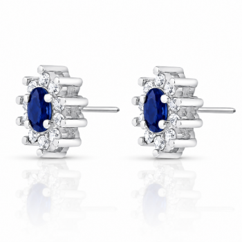 Brinco oval azul safira 10mm com zirconia cristal em volta. 3535572 Brinco oval azul safira 10mm com zirconia cristal em volta. 3535572