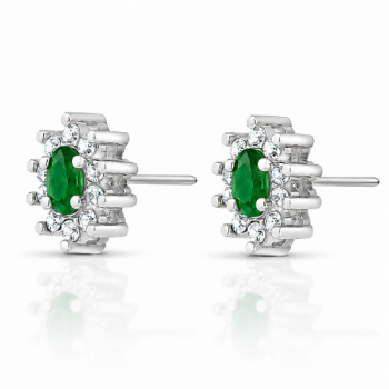Brinco oval verde esmeralda 10mm com zirconia cristal em volta. 3535578 Brinco oval verde esmeralda 10mm com zirconia cristal em volta. 3535578