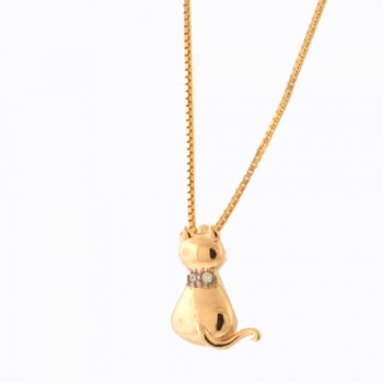 Colar gato de costas liso com coleira de zirconia cristal. 6mm. 160003