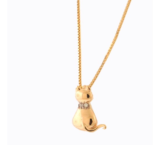 Colar gato de costas liso com coleira de zirconia cristal. 6mm. 160003