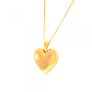 Colar coracao liso com detalhe zirconia cristal. 13x16mm 160010
