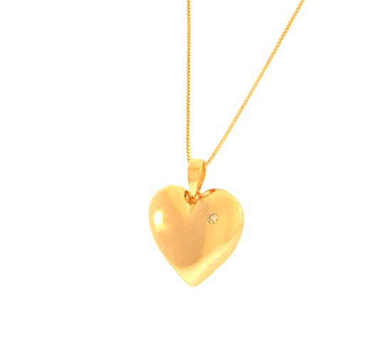 Colar coracao liso com detalhe zirconia cristal. 13x16mm 160010