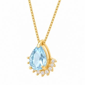 Colar gota azul claro zirconia cristal embaixo. 160050