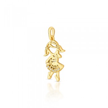 Pingente menina saia vazada zirconia cristal. 160062