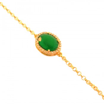 Pulseira com pedra oval verde esmeralda. 160076