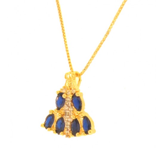 Colar Nossa Senhora Aparecida manto navete azul, 10x9mm. 160094
