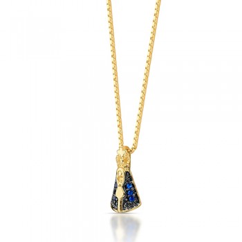 Colar mini Nossa Senhora Aparecida com manto zirconia azul. 160393