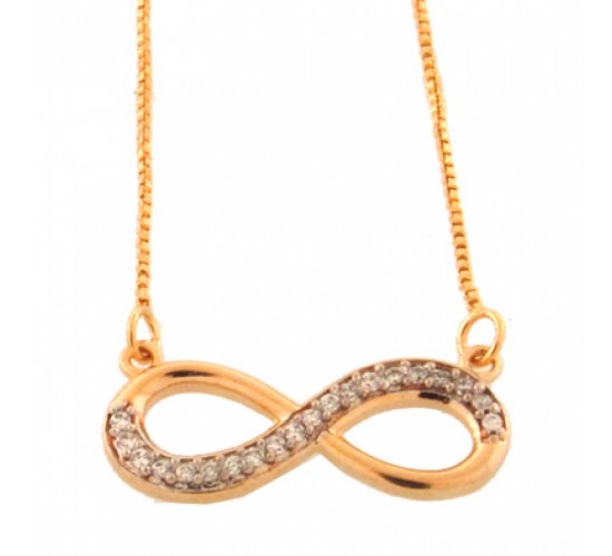 Colar infinito metade zirconia cristal e metade liso. 160645