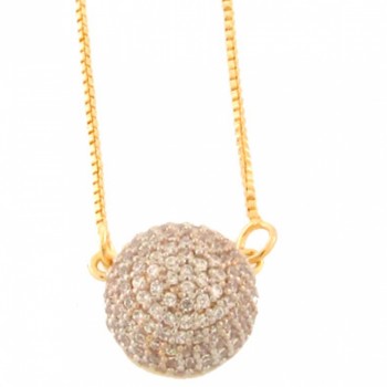 Colar meia esfera pequena todo cravejado com zirconia cristal. 160726 Colar meia esfera pequena todo cravejado com zirconia cristal. 160726