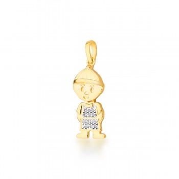 Pingente pequeno menino zirconia cristal com cabeca que balanca. 160764