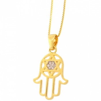 Colar mao de fatima com estrela de davi no centro zirconia cristal. 13x9mm. 160854