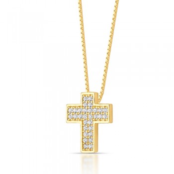 Colar cruz media toda zirconia cristal. 9x7mm. 160867