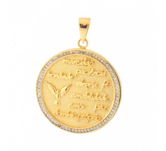 Medalha fruto do espirito com zirconia cristal em volta. 160874