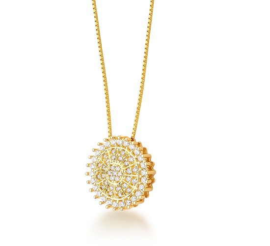 Colar pizza zirconia cristal. 9mm. 160885