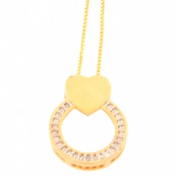Colar circulo zirconia cristal com coracao liso em cima. 160908
